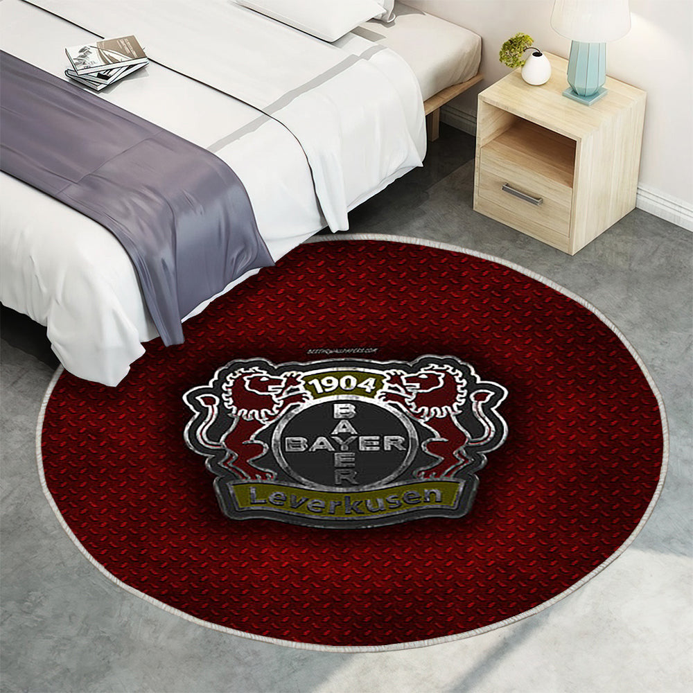 Bayer 04 Leverkusen Teppich Rund, Teppiche - Deutscher Fußballverein Outdoor Teppich Rund, Roter Metalleffekt Teppich Wohnzimmer, Carpet, Rug