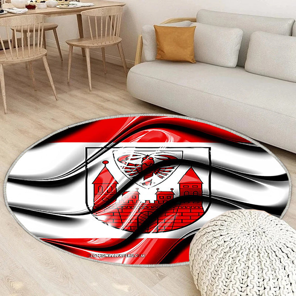 Cottbus Flag Städte In Deutschland Teppich Rund, Teppiche - Europa Outdoor Teppich Rund, Flagge Von Cottbus Teppich Wohnzimmer, Carpet, Rug