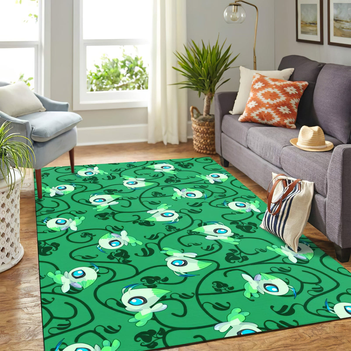 Celebi Green Pokemon teppich, teppiche - Celebi grünes Pokémon outdoor teppich, teppich wohnzimmer , Küchenteppich, kinderzimmer, modern