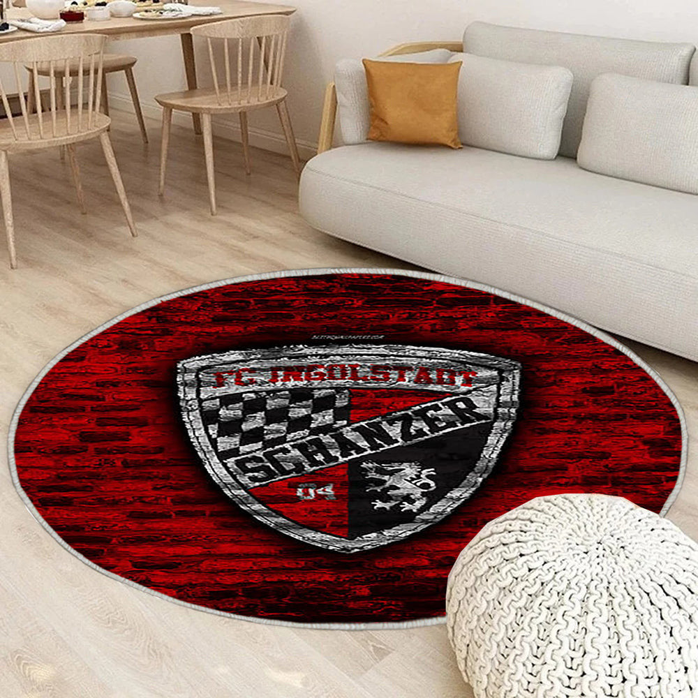 Fc Ingolstadt 04 Teppich Rund, Teppiche - Rote Backsteinmauer Outdoor Teppich Rund, Fußball Teppich Wohnzimmer, Carpet, Rug