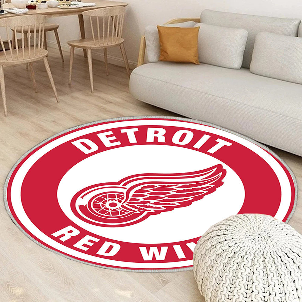 Detroit Red Wings Kreis Logo Teppich Rund, Teppiche - Outdoor Teppich Rund, Teppich Wohnzimmer, Carpet, Rug