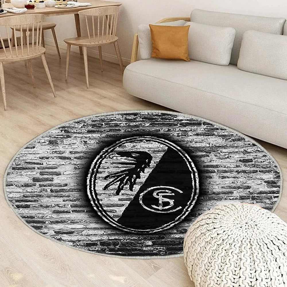 Freiburg Fc Teppich Rund, Teppiche - Weiße Ziegelwand Outdoor Teppich Rund, Teppich Wohnzimmer, Carpet, Rug