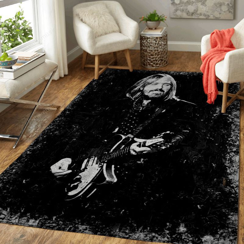 Tom Petty Music Monochrome Art Teppich, Teppiche - Outdoor Teppich, Teppich Wohnzimmer, Küchenteppich, Kinderzimmer, Modern