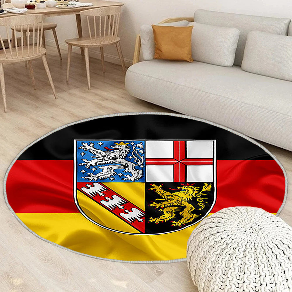 Flagge Des Saarlandes Teppich Rund, Teppiche - Land Deutschland Outdoor Teppich Rund, Flaggen Deutscher Länder Teppich Wohnzimmer, Carpet, Rug