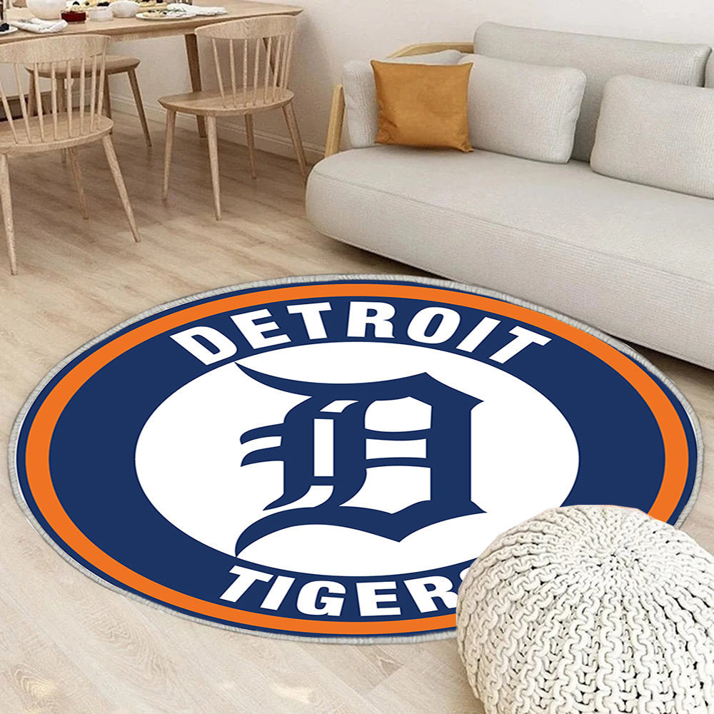 Logo Kreis der Detroit Tigers Teppich Rund, Teppiche - Outdoor Teppich Rund, Teppich Wohnzimmer, Carpet, Rug