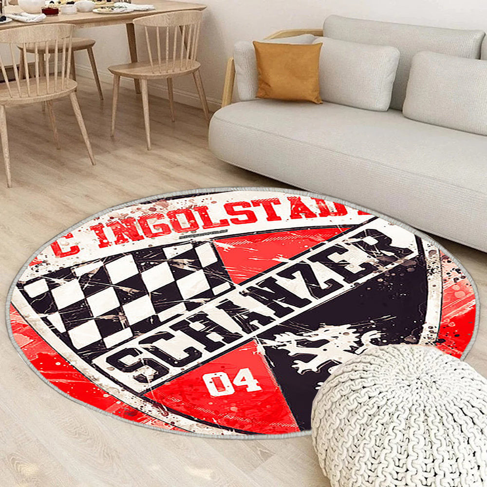 Fc Ingolstadt 04 Lackkunst Teppich Rund, Teppiche - Kreativ Outdoor Teppich Rund, Emblem Teppich Wohnzimmer, Carpet, Rug