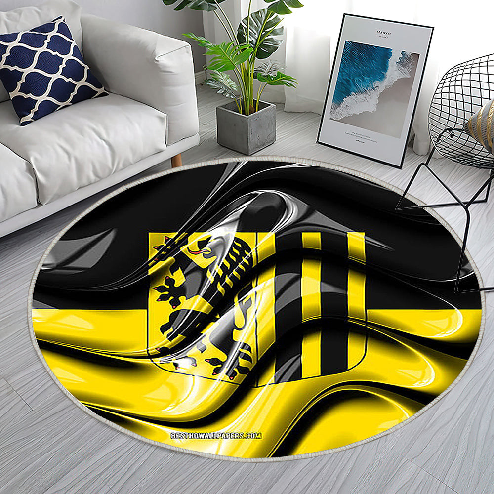 Dresden Flag Städte Deutschlands Teppich Rund, Teppiche - Europa Outdoor Teppich Rund, Flagge Von Dresden Teppich Wohnzimmer, Carpet, Rug