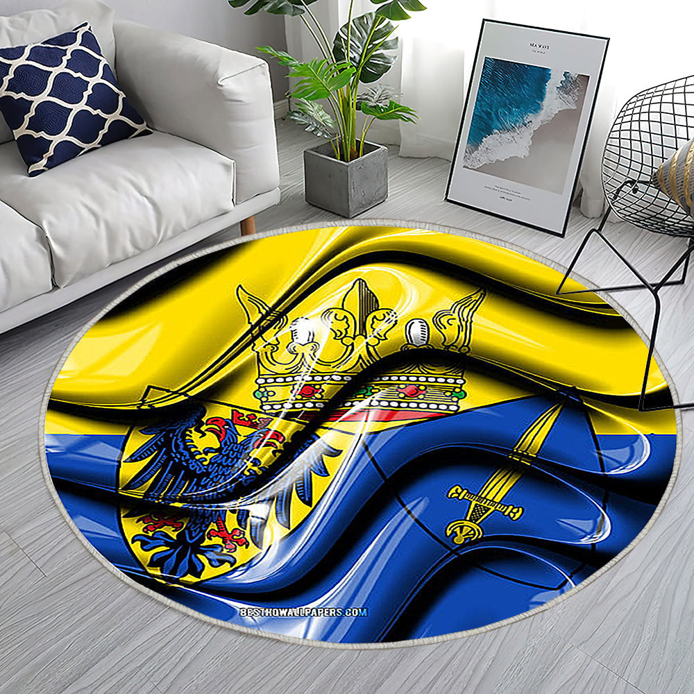 Essener Flaggenstädte In Deutschland Teppich Rund, Teppiche - Europa Outdoor Teppich Rund, Flagge Von Essen Teppich Wohnzimmer, Carpet, Rug