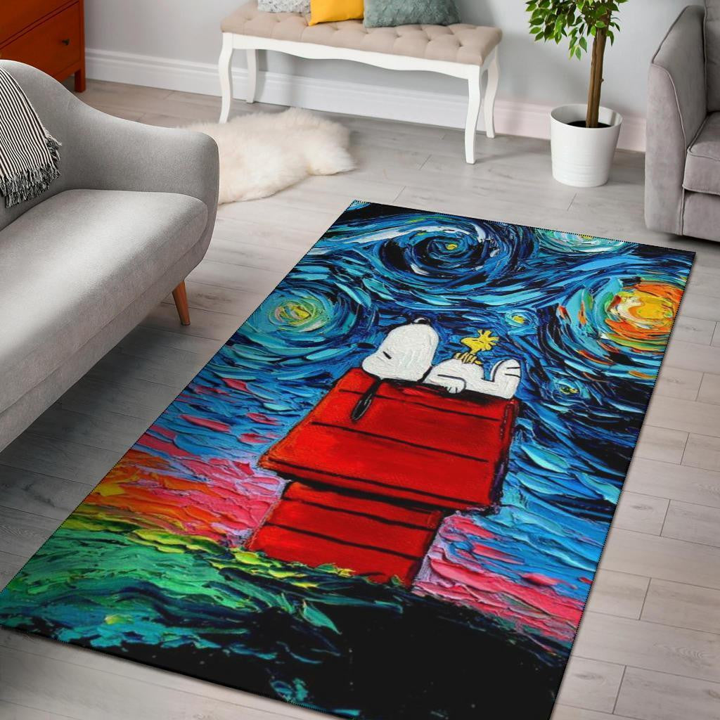 Starry Night Snoopy Teppich, Teppiche - Outdoor Teppich, Teppich Wohnzimmer, Küchenteppich, Kinderzimmer, Modern