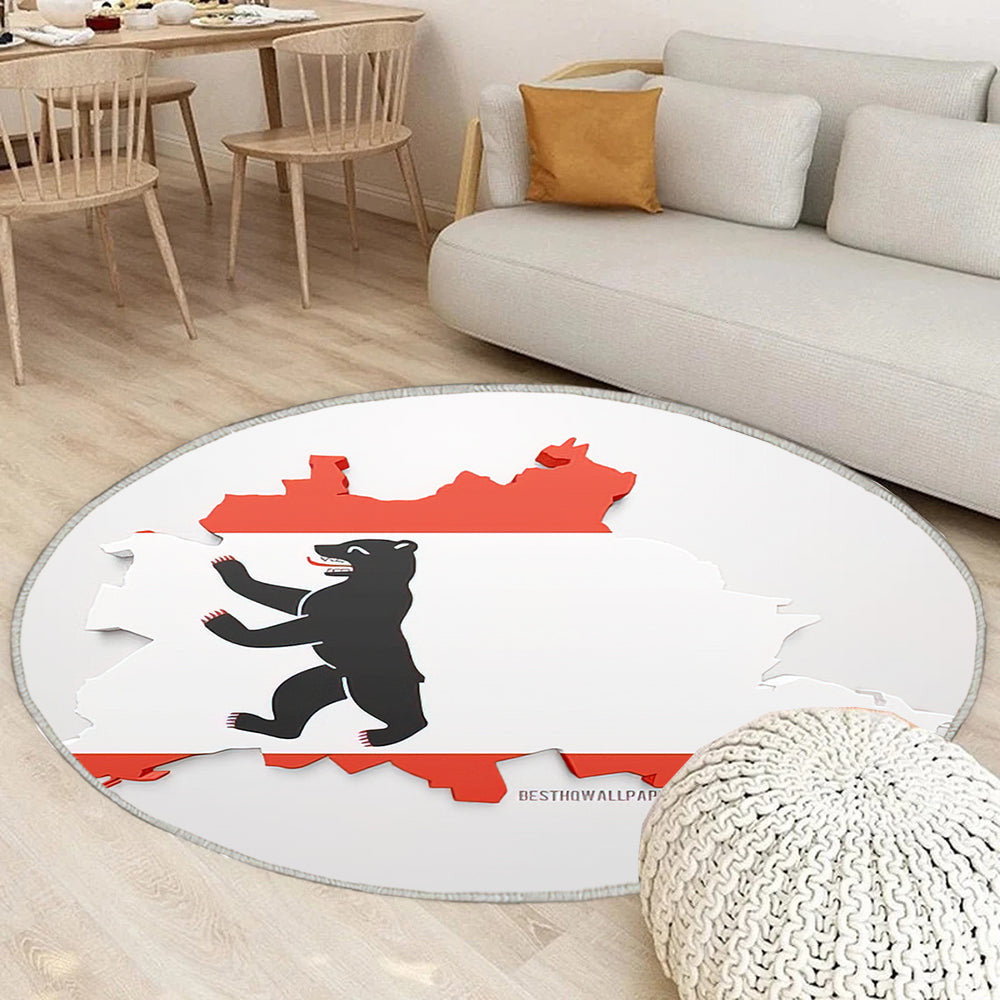 Berliner Kartensilhouette Teppich Rund, Teppiche - 3D Flagge Von Berlin Outdoor Teppich Rund, 3D Kunst Teppich Wohnzimmer, Carpet, Rug