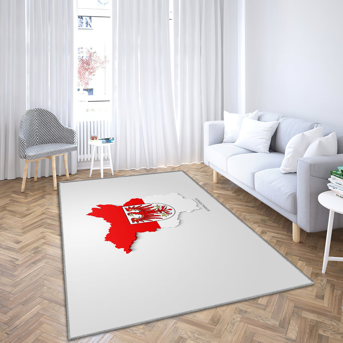 Brandenburg Map Silhouette Teppich, Teppiche - 3D-Flagge Von Brandenburg Outdoor Teppich, Teppich Wohnzimmer, Küchenteppich, Kinderzimmer, Modern