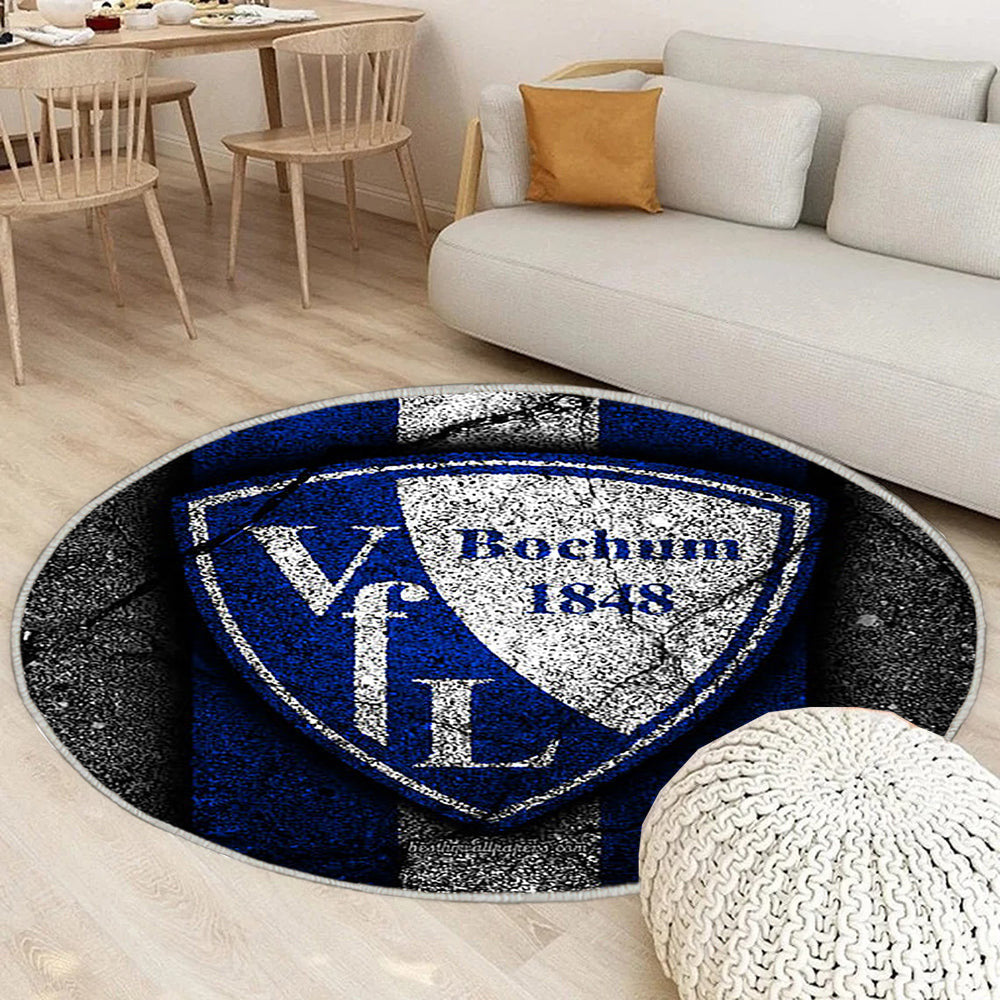 Bochumer Fc Grunge Teppich Rund, Teppiche - Bundesliga 2 Outdoor Teppich Rund, Schwarzer Stein Teppich Wohnzimmer, Carpet, Rug