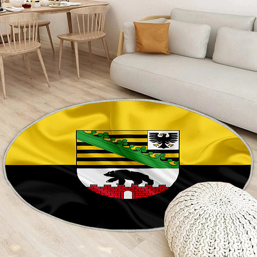 Flagge Von Sachsen Anhalt Teppich Rund, Teppiche - Land Deutschland Outdoor Teppich Rund, Flaggen Deutscher Länder Teppich Wohnzimmer, Carpet, Rug
