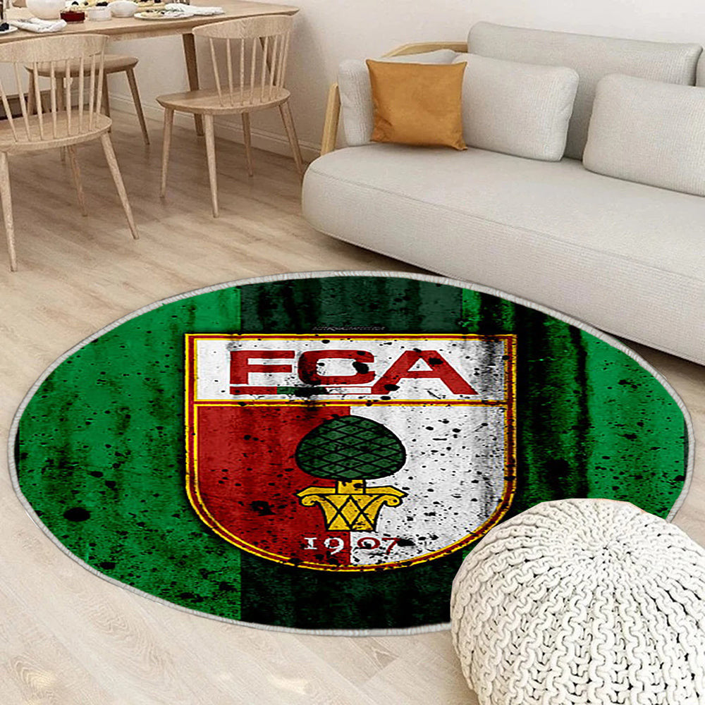 Fcaugsburg Teppich Rund, Teppiche - Bundesliga Outdoor Teppich Rund, Steineffekt Teppich Wohnzimmer, Carpet, Rug