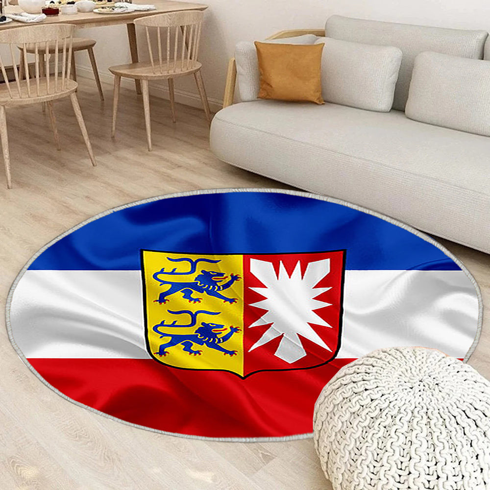 Flagge Von Schleswig Holstein Teppich Rund, Teppiche - Land Deutschland Outdoor Teppich Rund, Flaggen Deutscher Länder Teppich Wohnzimmer, Carpet, Rug
