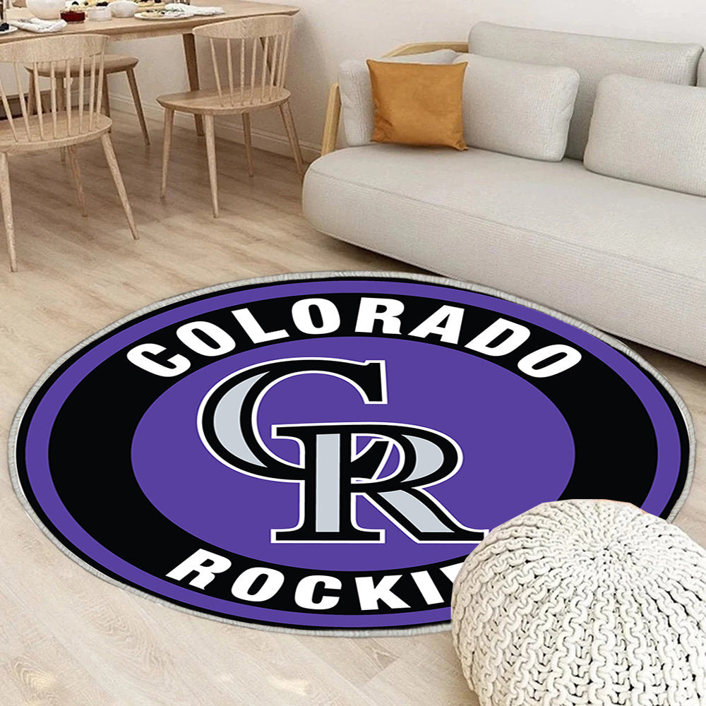 Colorado Rockies Kreis Logo Teppich Rund, Teppiche - Outdoor Teppich Rund, Teppich Wohnzimmer, Carpet, Rug