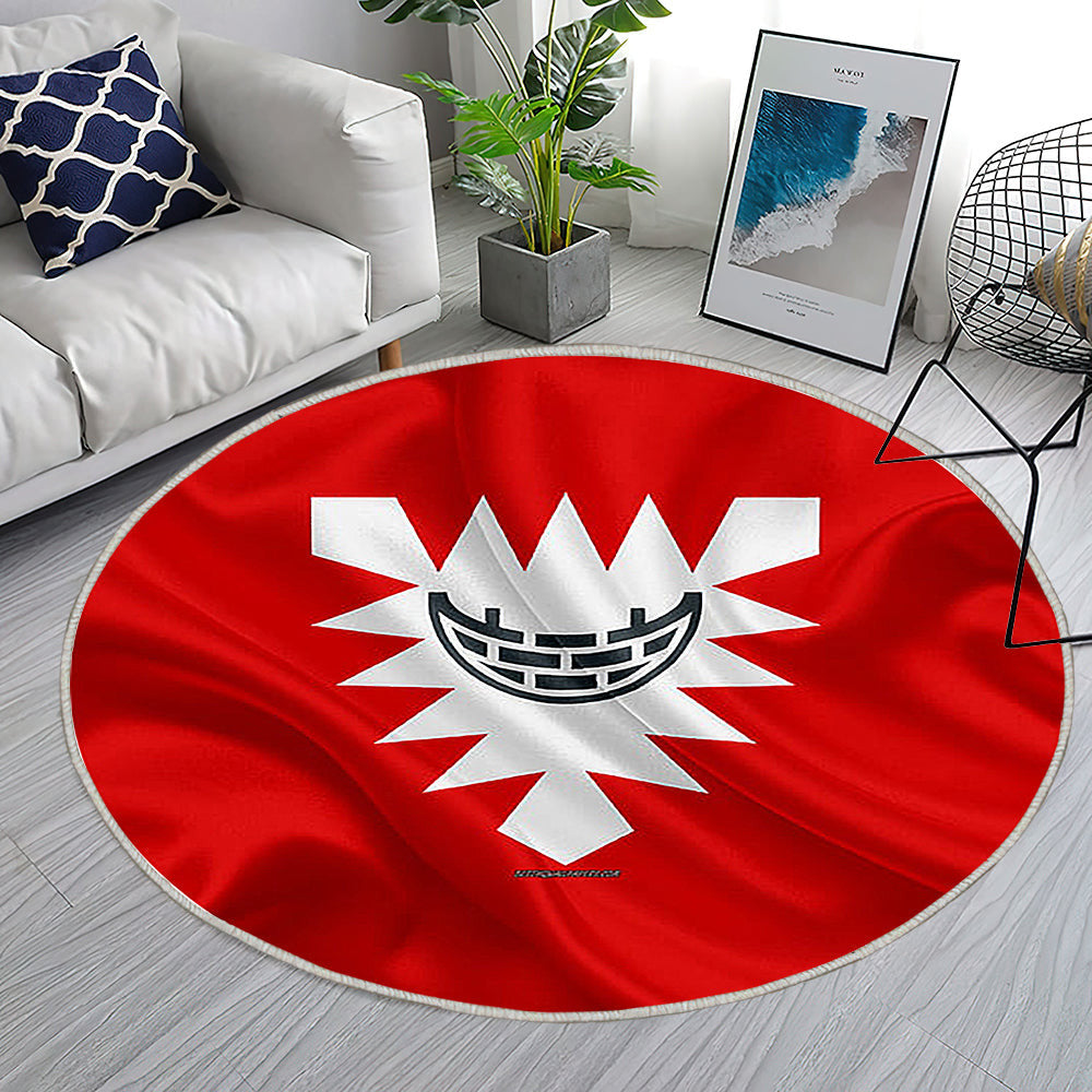 Flagge Kiel Seideneffekt Teppich Rund, Teppiche - Rote Seidenfahne Outdoor Teppich Rund, Wappen Teppich Wohnzimmer, Carpet, Rug
