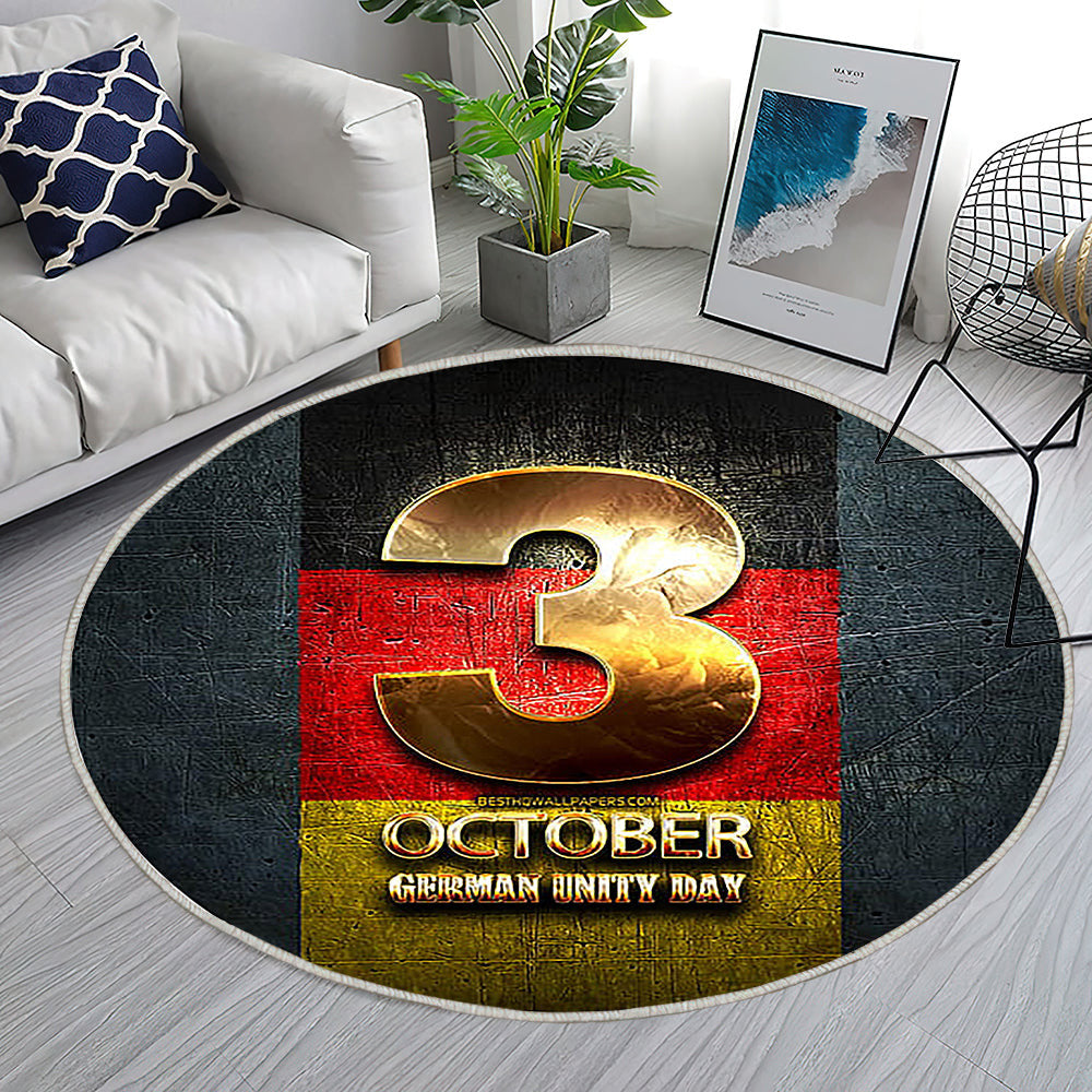 Tag Der Deutschen Einheit Teppich Rund, Teppiche - Goldene Zeichen Outdoor Teppich Rund, Teppich Wohnzimmer, Carpet, Rug