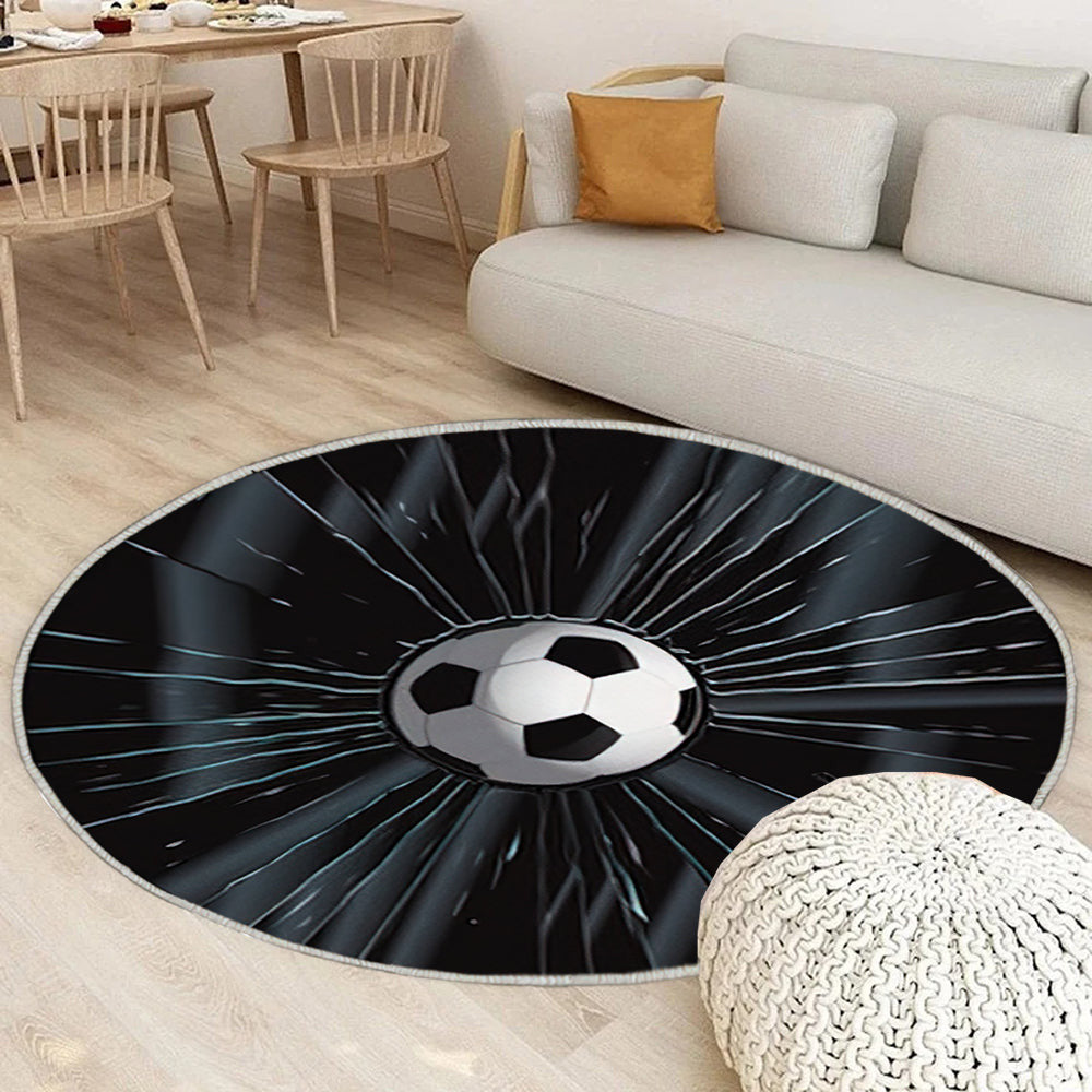 Zerbrochenes Glas 2 Fußball Teppich Rund, Teppiche - Outdoor Teppich Rund, Teppich Wohnzimmer, Carpet, Rug