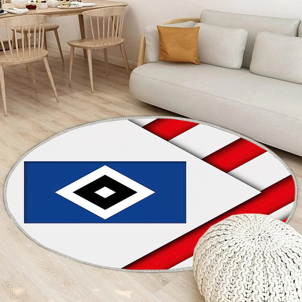 Rot Weiß Abstraktion Des Hamburger Sv Teppich Rund, Teppiche - Material Design Outdoor Teppich Rund, Hsv Emblem Teppich Wohnzimmer, Carpet, Rug