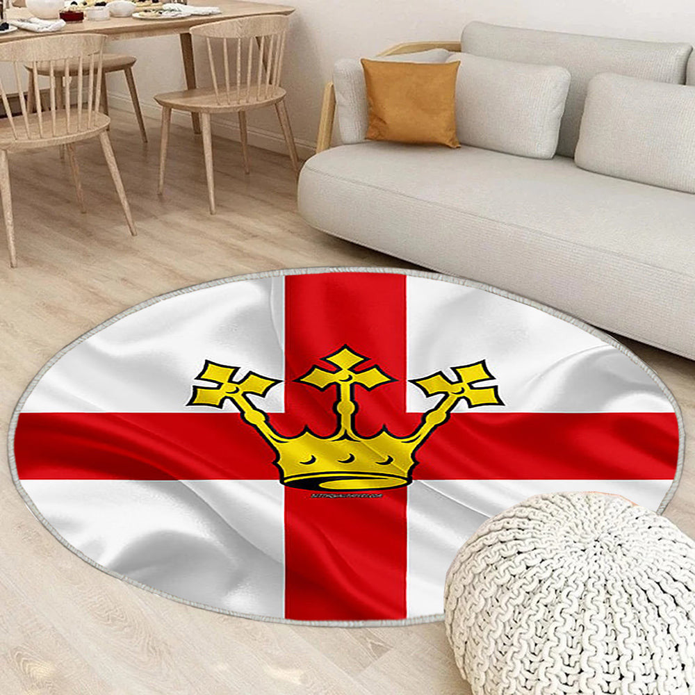 Flagge Koblenz Seideneffekt Teppich Rund, Teppiche - Weiße Rote Seidenflagge Outdoor Teppich Rund, Wappen Teppich Wohnzimmer, Carpet, Rug