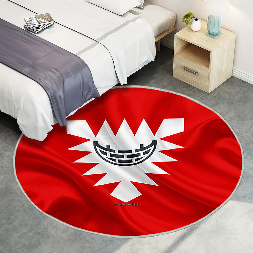 Flagge Kiel Seideneffekt Teppich Rund, Teppiche - Rote Seidenfahne Outdoor Teppich Rund, Wappen Teppich Wohnzimmer, Carpet, Rug