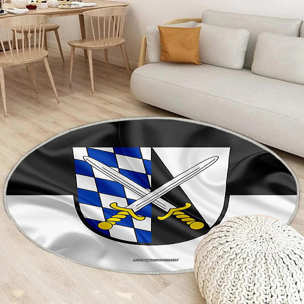 Abensberger Fahne Seideneffekt Teppich Rund, Teppiche - Seidenfahne Outdoor Teppich Rund, Deutsche Stadt Teppich Wohnzimmer, Carpet, Rug