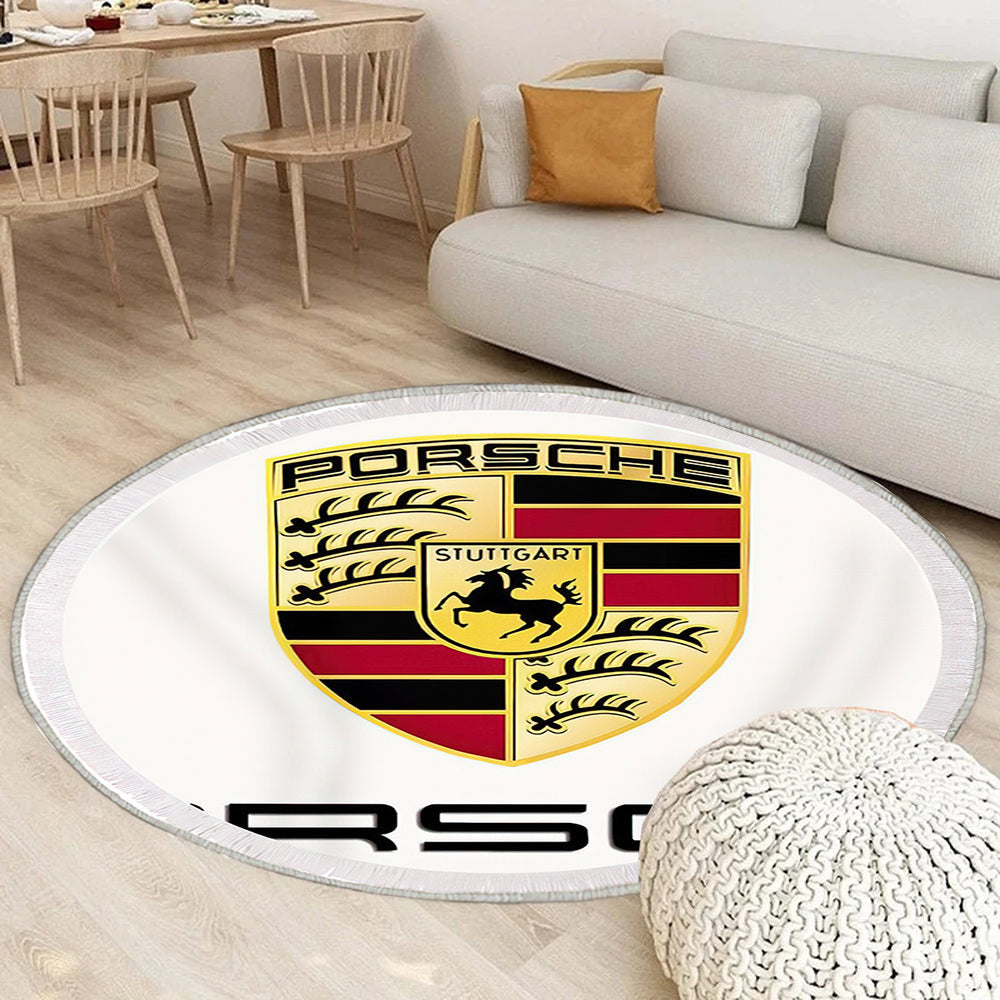 Porsche Logo011 Teppich Rund, Teppiche - Outdoor Teppich Rund, Teppich Wohnzimmer, Carpet, Rug