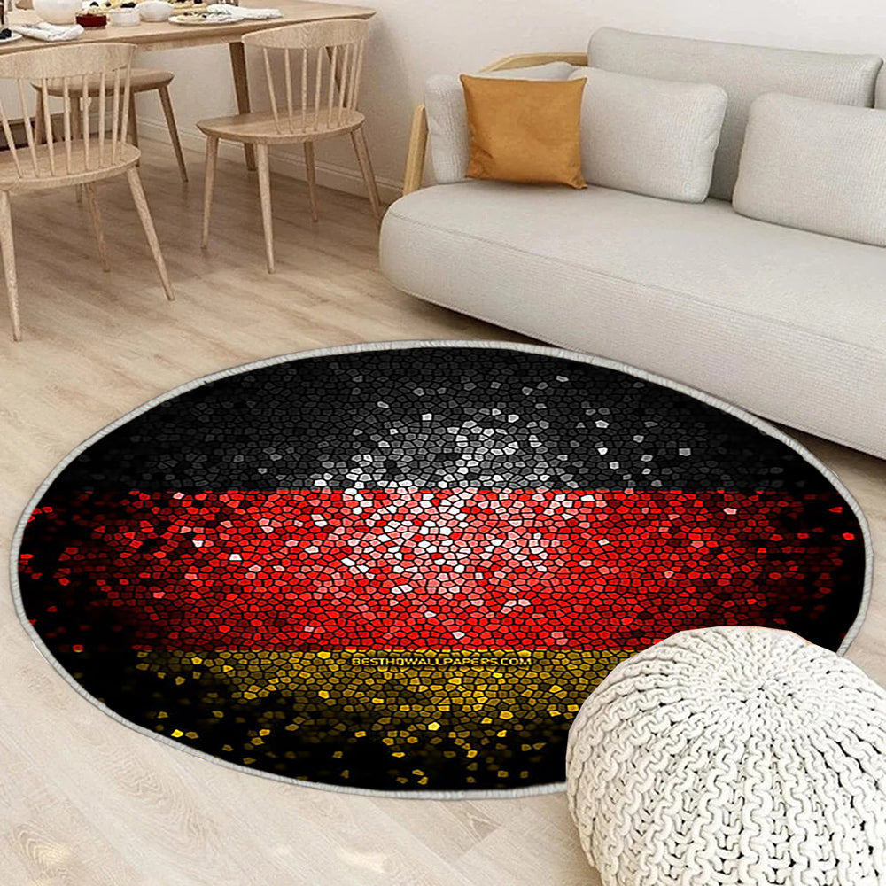 Deutsche Flagge Teppich Rund, Teppiche - Mosaikkunst Outdoor Teppich Rund, Europäische Länder Teppich Wohnzimmer, Carpet, Rug