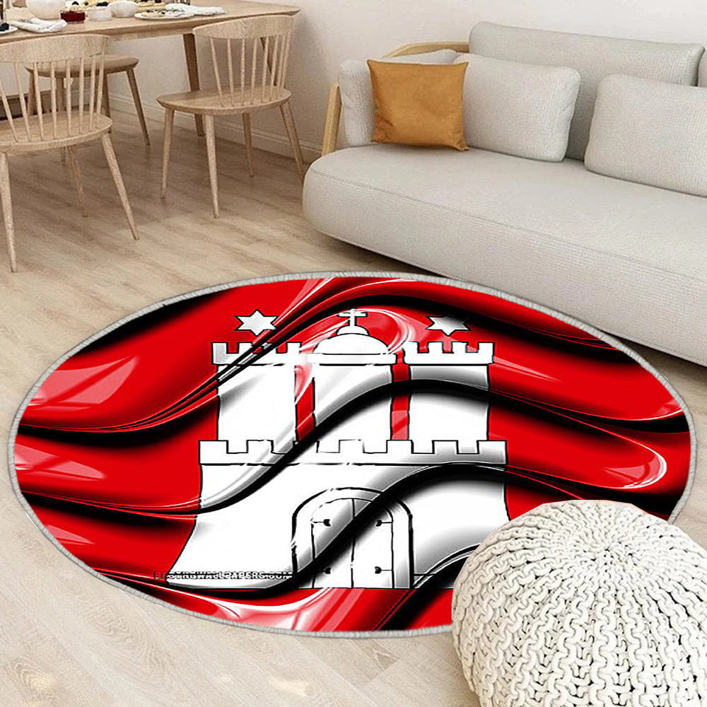 Hamburger Flagge Staaten Von Deutschland Teppich Rund, Teppiche - Verwaltungsbezirke Outdoor Teppich Rund, Flagge Von Hamburg Teppich Wohnzimmer, Carpet, Rug