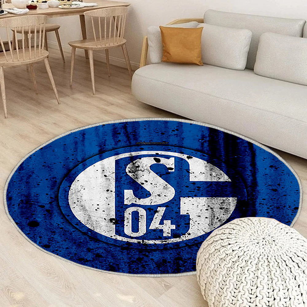 Fc Schalke 04 Teppich Rund, Teppiche - Bundesliga Outdoor Teppich Rund, Steineffekt Teppich Wohnzimmer, Carpet, Rug