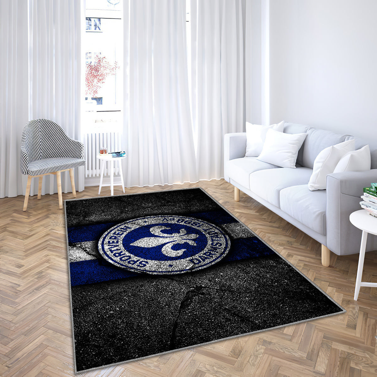 Darmstadt Fc Grunge Teppich, Teppiche - Schwarzer Stein Outdoor Teppich, Teppich Wohnzimmer, Küchenteppich, Kinderzimmer, Modern