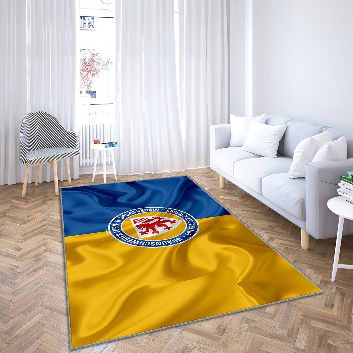 Eintracht Braunschweig FC Seidenflagge Teppich, Teppiche - Deutscher Fußballverein Outdoor-Teppich, Wohnzimmerteppich, Küchenteppich, Kinderzimmer, Modern