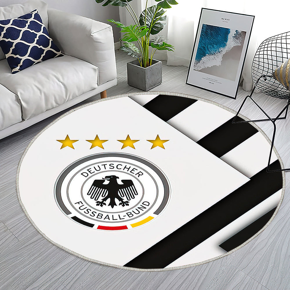 Emblem Der Deutschen Fußballnationalmannschaft Teppich Rund, Teppiche - Material Design Outdoor Teppich Rund, Weiße Schwarze Abstraktion Teppich Wohnzimmer, Carpet, Rug
