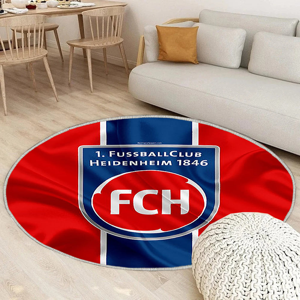 Fc Heidenheim 1846 Rote Seidenfahne Teppich Rund, Teppiche - Deutscher Fußballverein Outdoor Teppich Rund, Teppich Wohnzimmer, Carpet, Rug