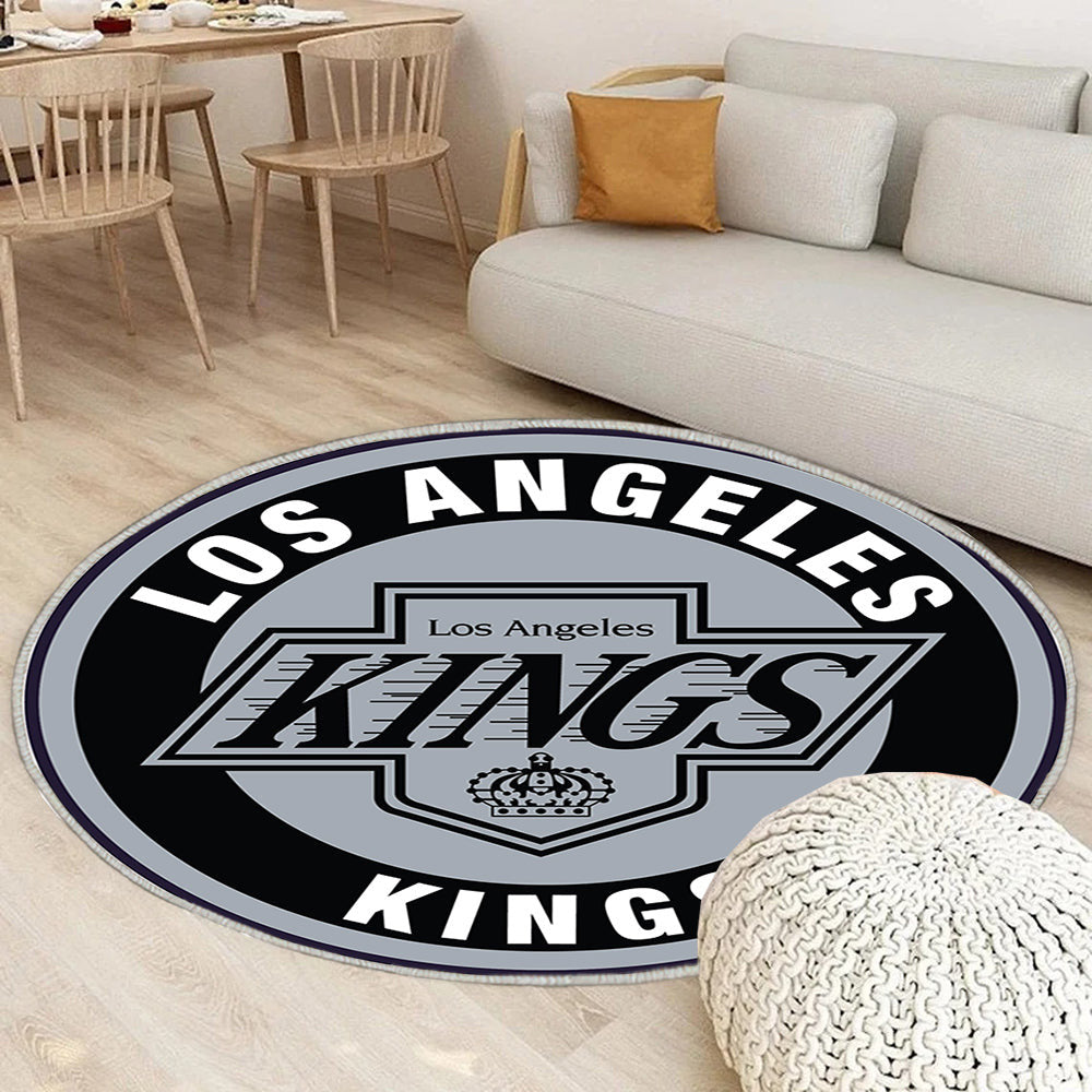 Los Angeles Kings Rückfall Kreis Logo Teppich Rund, Teppiche - Outdoor Teppich Rund, Teppich Wohnzimmer, Carpet, Rug
