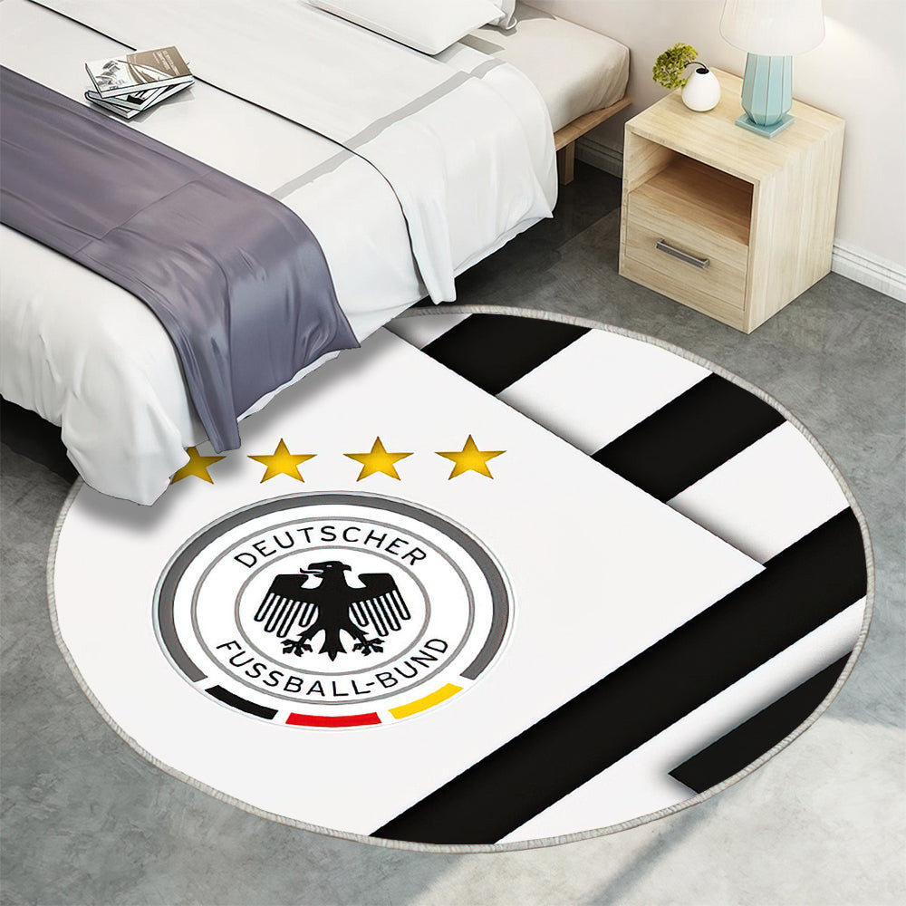 Emblem Der Deutschen Fußballnationalmannschaft Teppich Rund, Teppiche - Material Design Outdoor Teppich Rund, Weiße Schwarze Abstraktion Teppich Wohnzimmer, Carpet, Rug