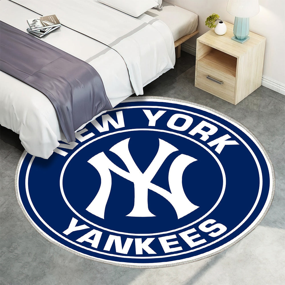 New York Yankees Circle Logo Teppich Rund, Teppiche - Outdoor Teppich Rund, Teppich Wohnzimmer, Carpet, Rug