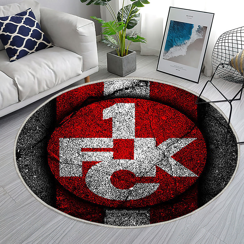 Kaiserslautern Fc Grunge Teppich Rund, Teppiche - Bundesliga 2 Outdoor Teppich Rund, Schwarzer Stein Teppich Wohnzimmer, Carpet, Rug