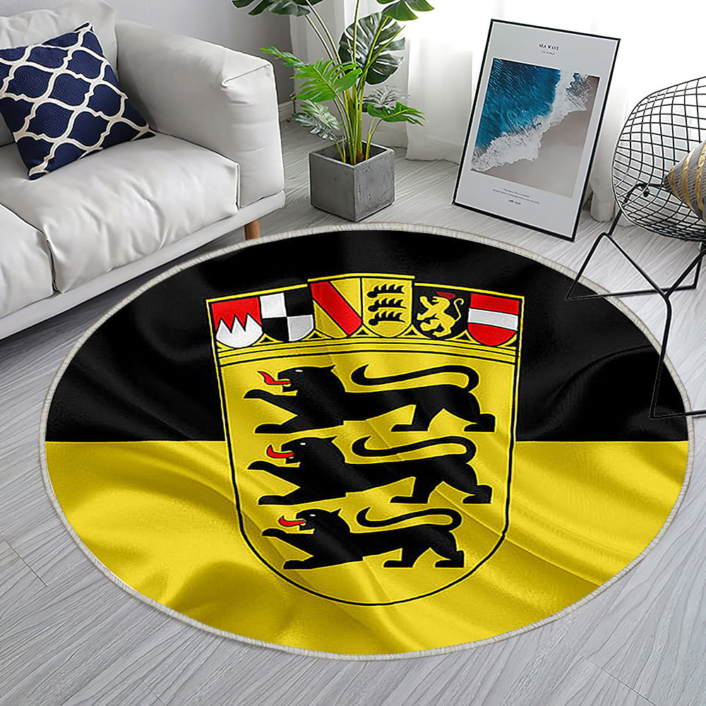 Flagge Von Baden Württemberg Teppich Rund, Teppiche - Land Deutschland Outdoor Teppich Rund, Flaggen Deutscher Länder Teppich Wohnzimmer, Carpet, Rug