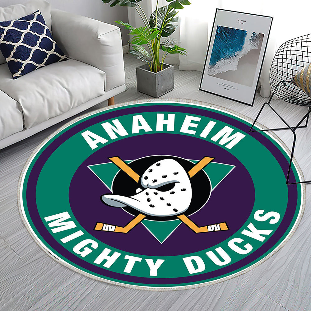 Anaheim Ducks Rückfall Kreis Logo Teppich Rund, Teppiche - Outdoor Teppich Rund, Teppich Wohnzimmer, Carpet, Rug