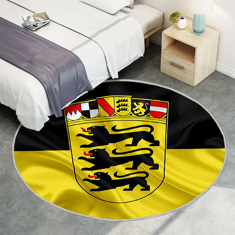 Flagge Von Baden Württemberg Teppich Rund, Teppiche - Land Deutschland Outdoor Teppich Rund, Flaggen Deutscher Länder Teppich Wohnzimmer, Carpet, Rug