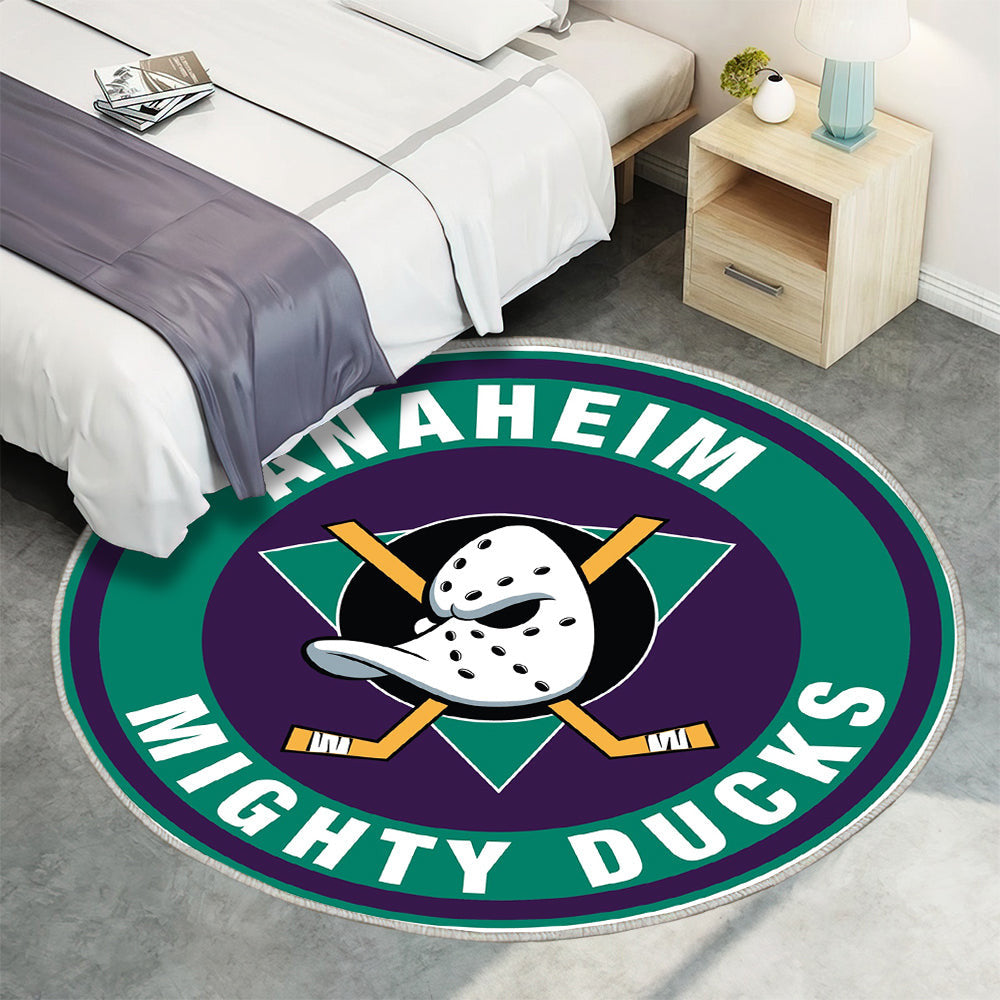 Anaheim Ducks Rückfall Kreis Logo Teppich Rund, Teppiche - Outdoor Teppich Rund, Teppich Wohnzimmer, Carpet, Rug