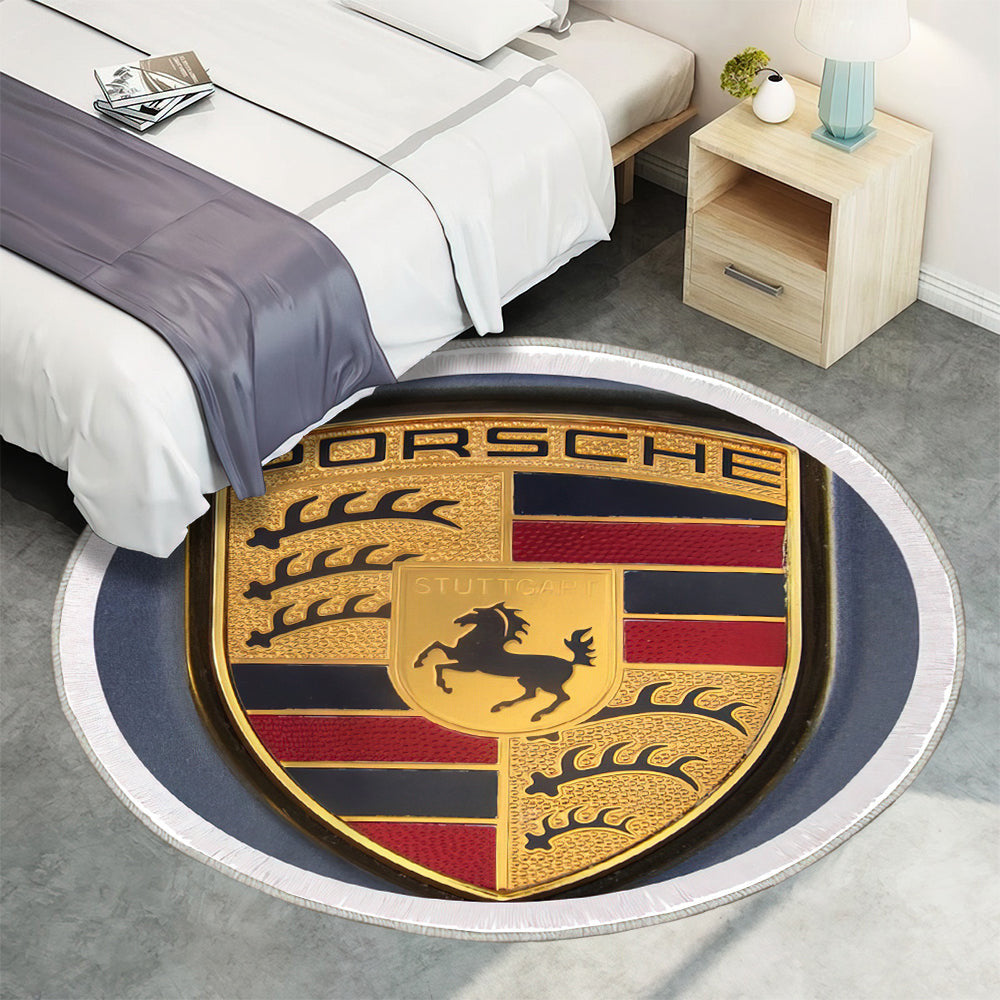 Porsche Emblem Teppich Rund, Teppiche - Outdoor Teppich Rund, Teppich Wohnzimmer, Carpet, Rug