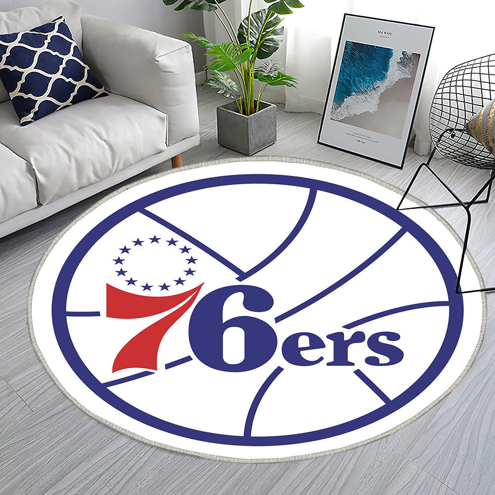 Hauptlogo der Philadelphia 76ers Teppich Rund, Teppiche - Outdoor Teppich Rund, Teppich Wohnzimmer, Carpet, Rug