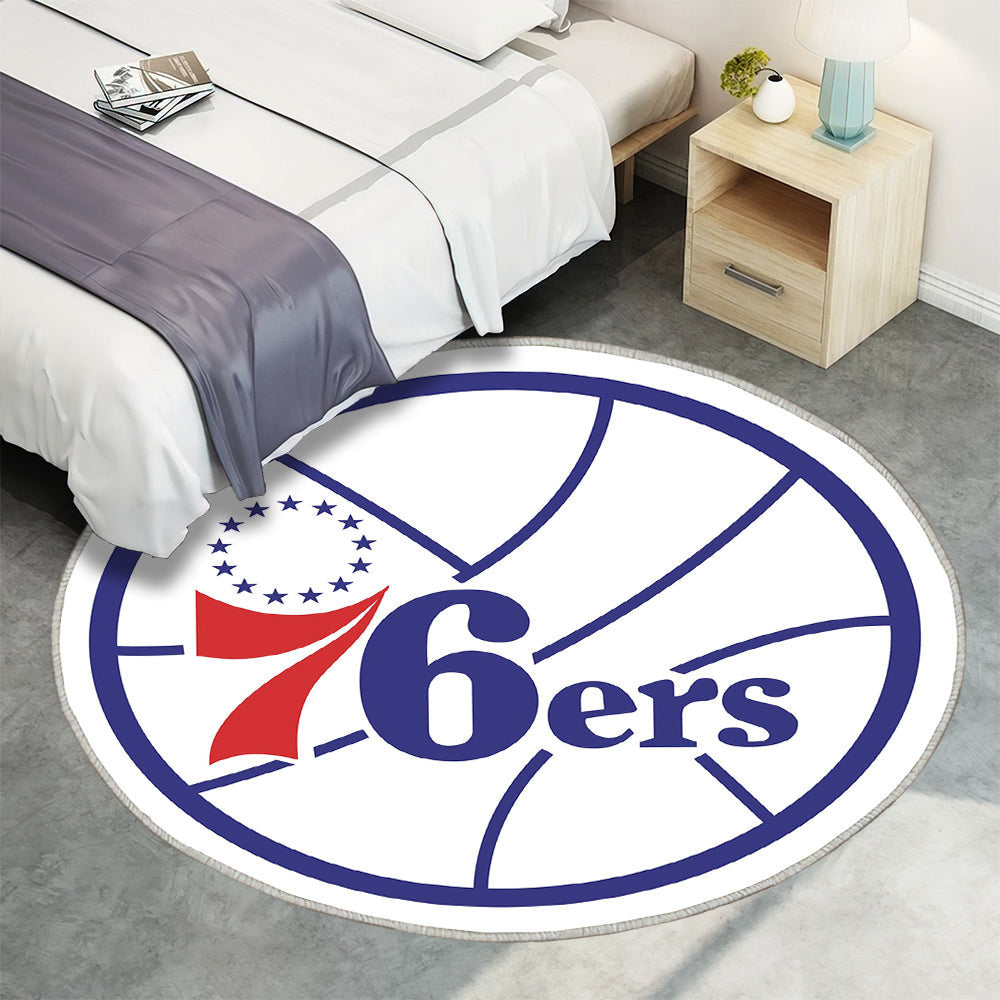 Hauptlogo der Philadelphia 76ers Teppich Rund, Teppiche - Outdoor Teppich Rund, Teppich Wohnzimmer, Carpet, Rug
