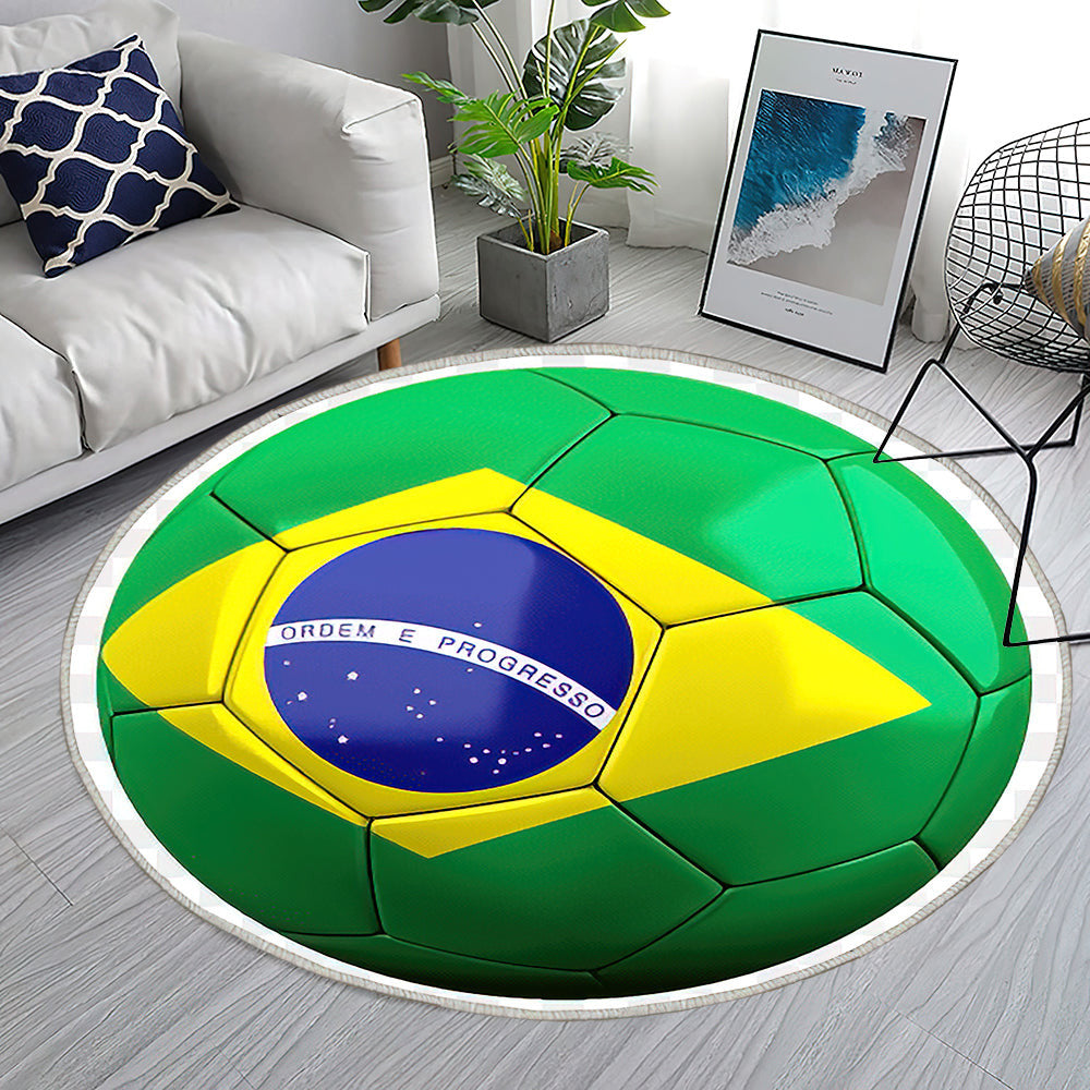 Brasilien Fußball Teppich Rund, Teppiche - Brasilianische Fußballnationalmannschaft Outdoor Teppich Rund, Brasilien Teppich Wohnzimmer, Carpet, Rug