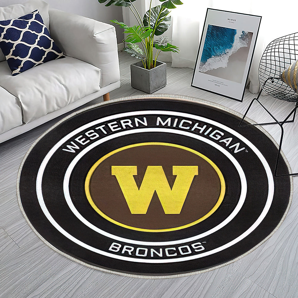 Western Michigan Broncos Hockey Puck Teppich Rund, Teppiche - Outdoor Teppich Rund, Teppich Wohnzimmer, Carpet, Rug