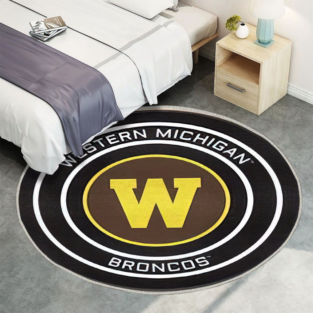 Western Michigan Broncos Hockey Puck Teppich Rund, Teppiche - Outdoor Teppich Rund, Teppich Wohnzimmer, Carpet, Rug