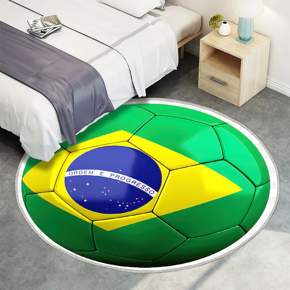 Brasilien Fußball Teppich Rund, Teppiche - Brasilianische Fußballnationalmannschaft Outdoor Teppich Rund, Brasilien Teppich Wohnzimmer, Carpet, Rug
